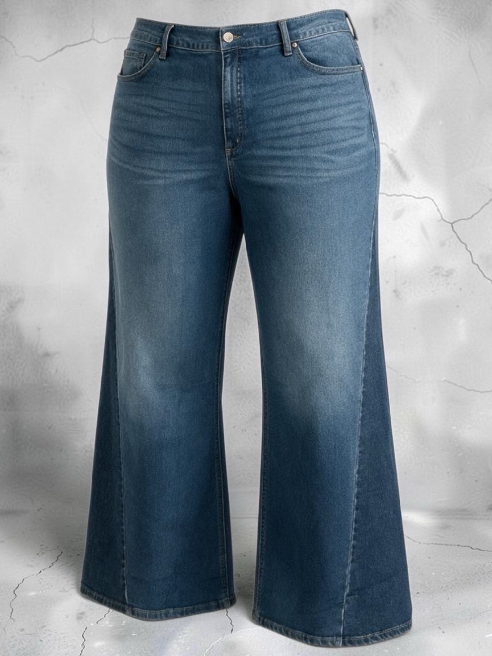 Sofia Vergara Margot Wide Leg Jeans 26W Super High Rise Seamed Blue Medium Wash